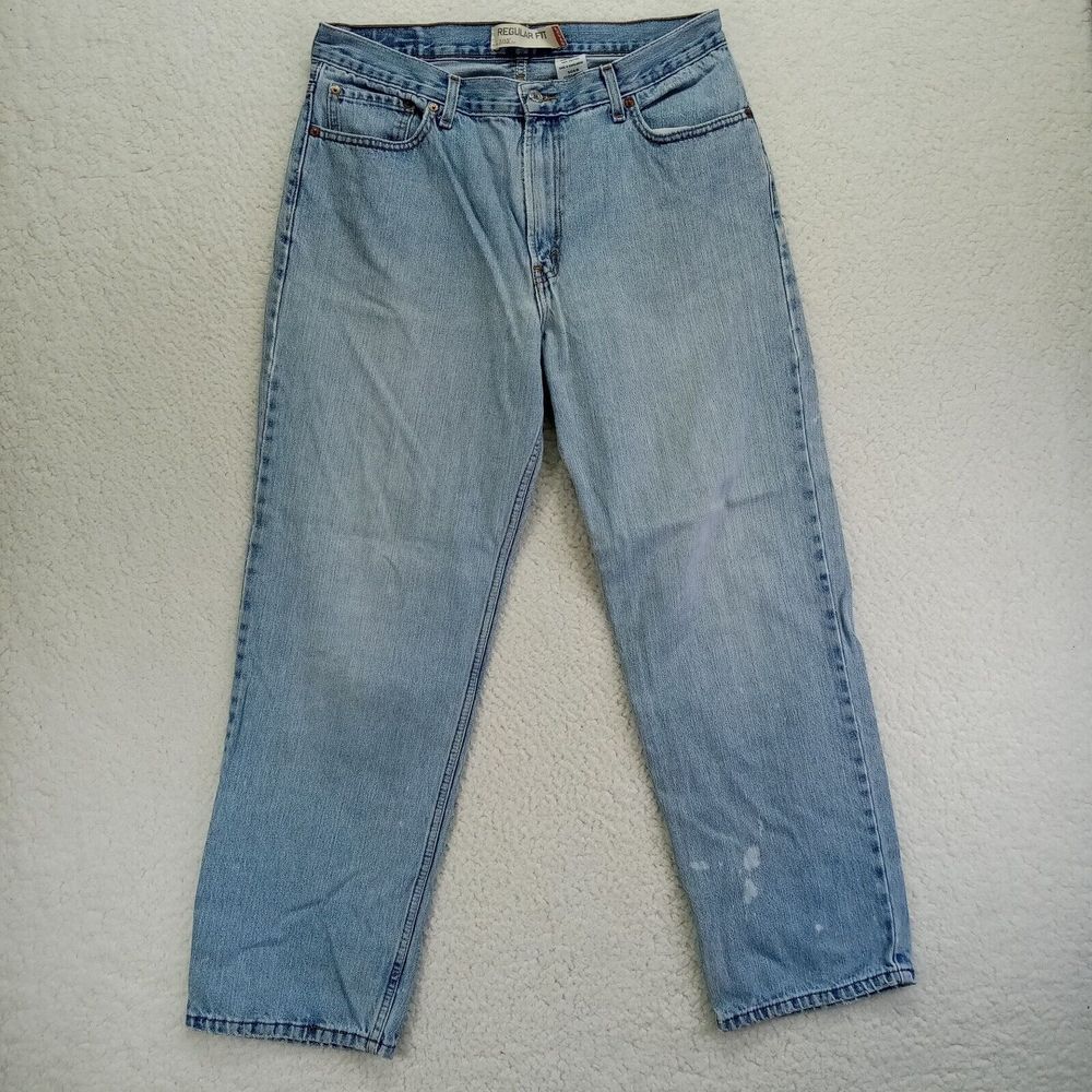 VTG Levis 505 Jeans Mens 36x32 Straight Regular Fit Cotton Denim Light Wash